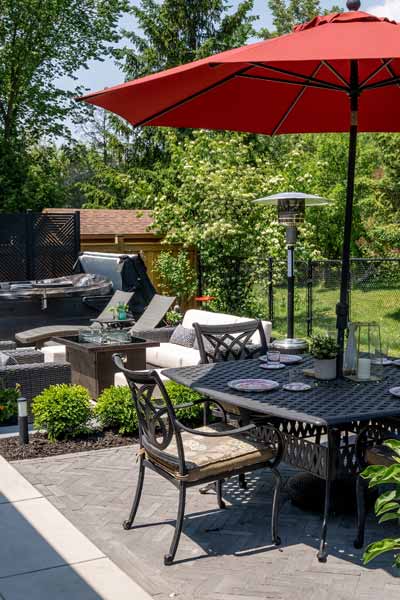 Backyard Entertainment Patios with Fire Features & Hot Tubs in Pickering, Ontario