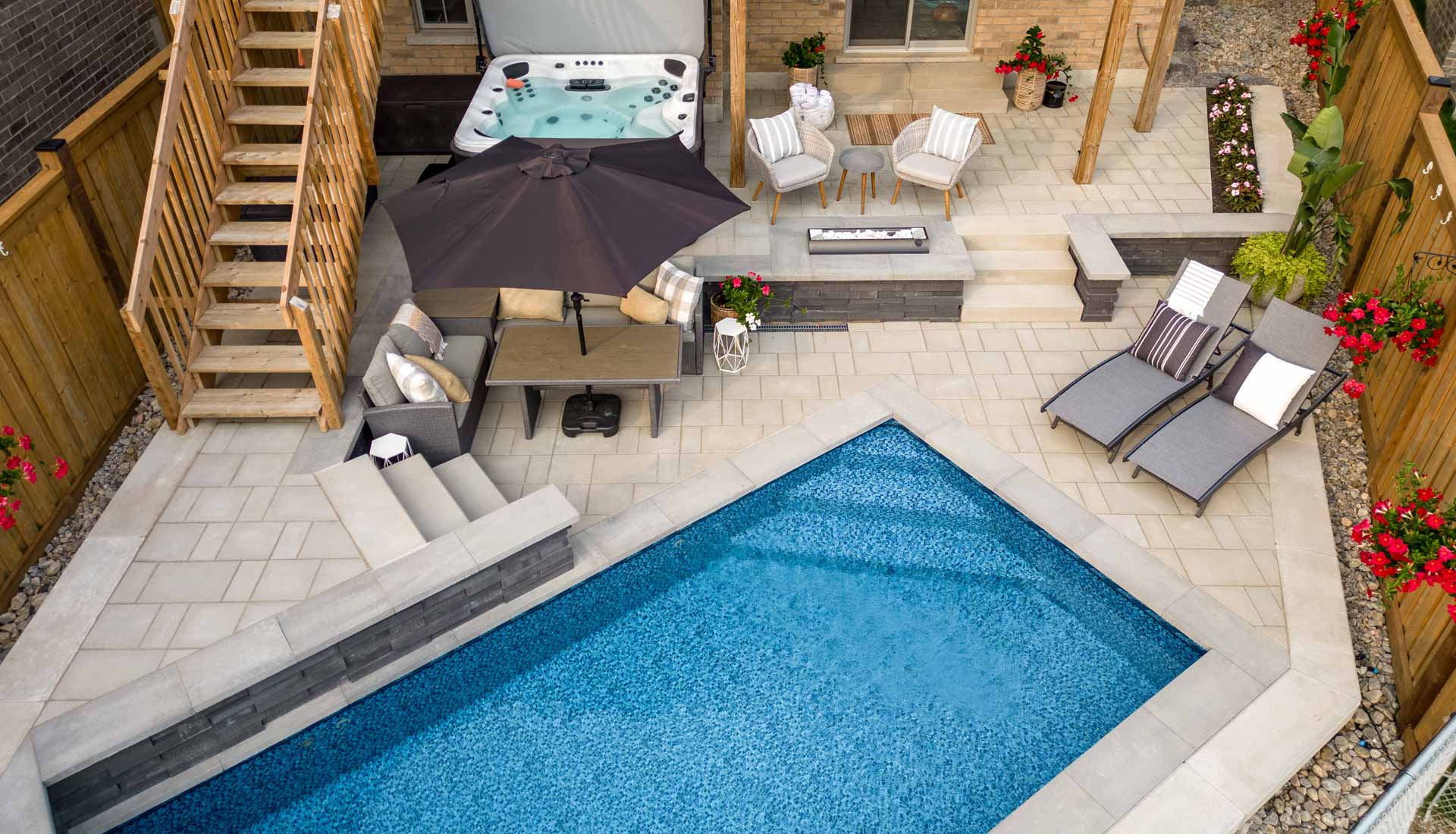 Inground Pool, Interlock Patio & walkway Landscaping Project in Scarborough, Ontario